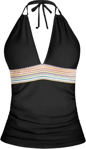 Yonique Women's Halter Tankini Top No Bottom V Neck Swim Top Tummy Control Bathing Suit Top