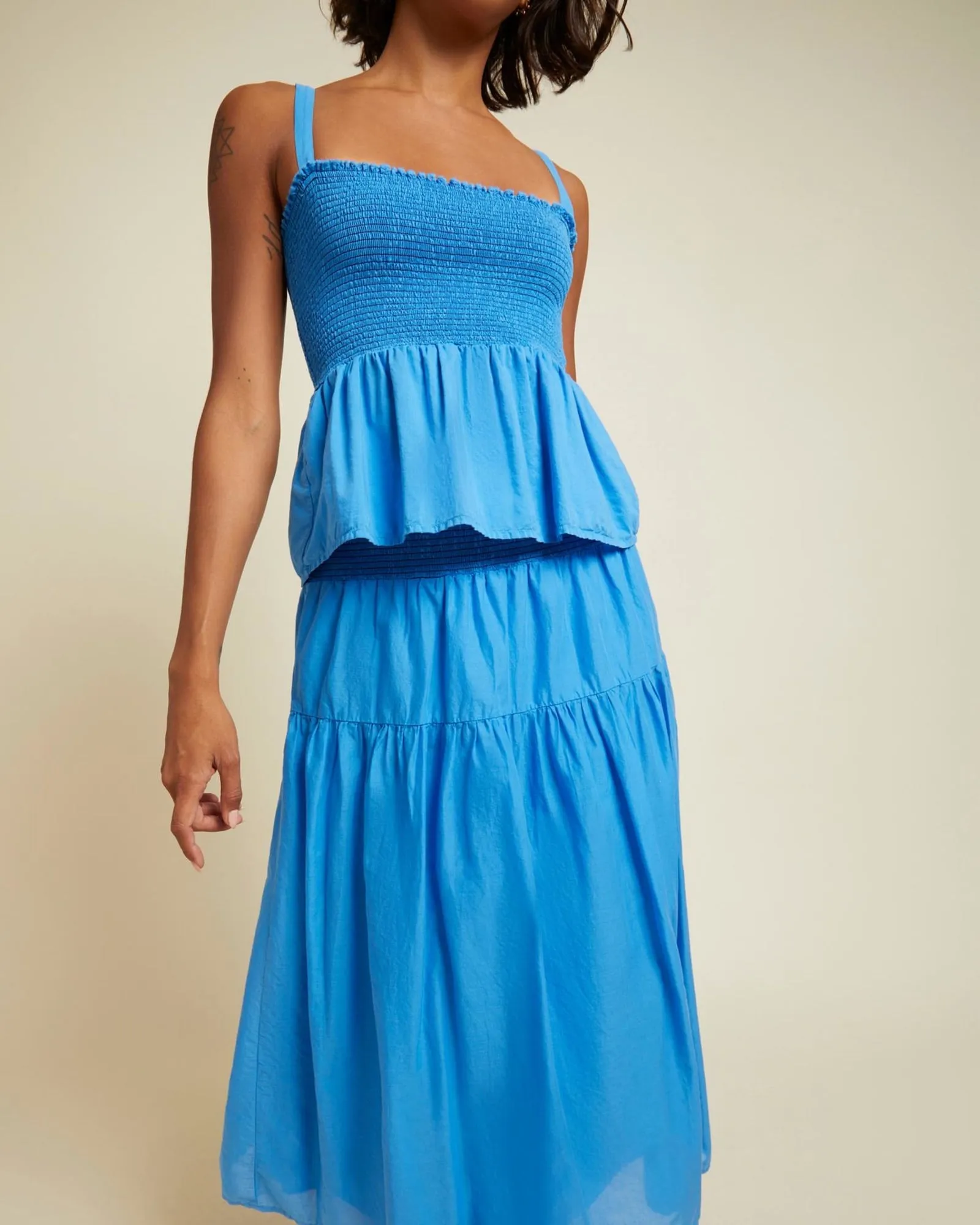 Yumi Smocked Tiered Skirt in Lapis | Lapis