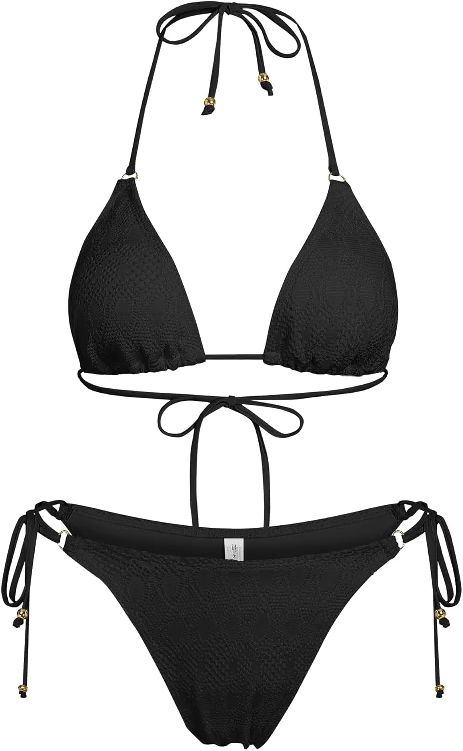 ZAFUL Women's Triangle Crochet String Bikini Sets Halter High Cut Sexy Swimsuits Two Piece Bathing Suits