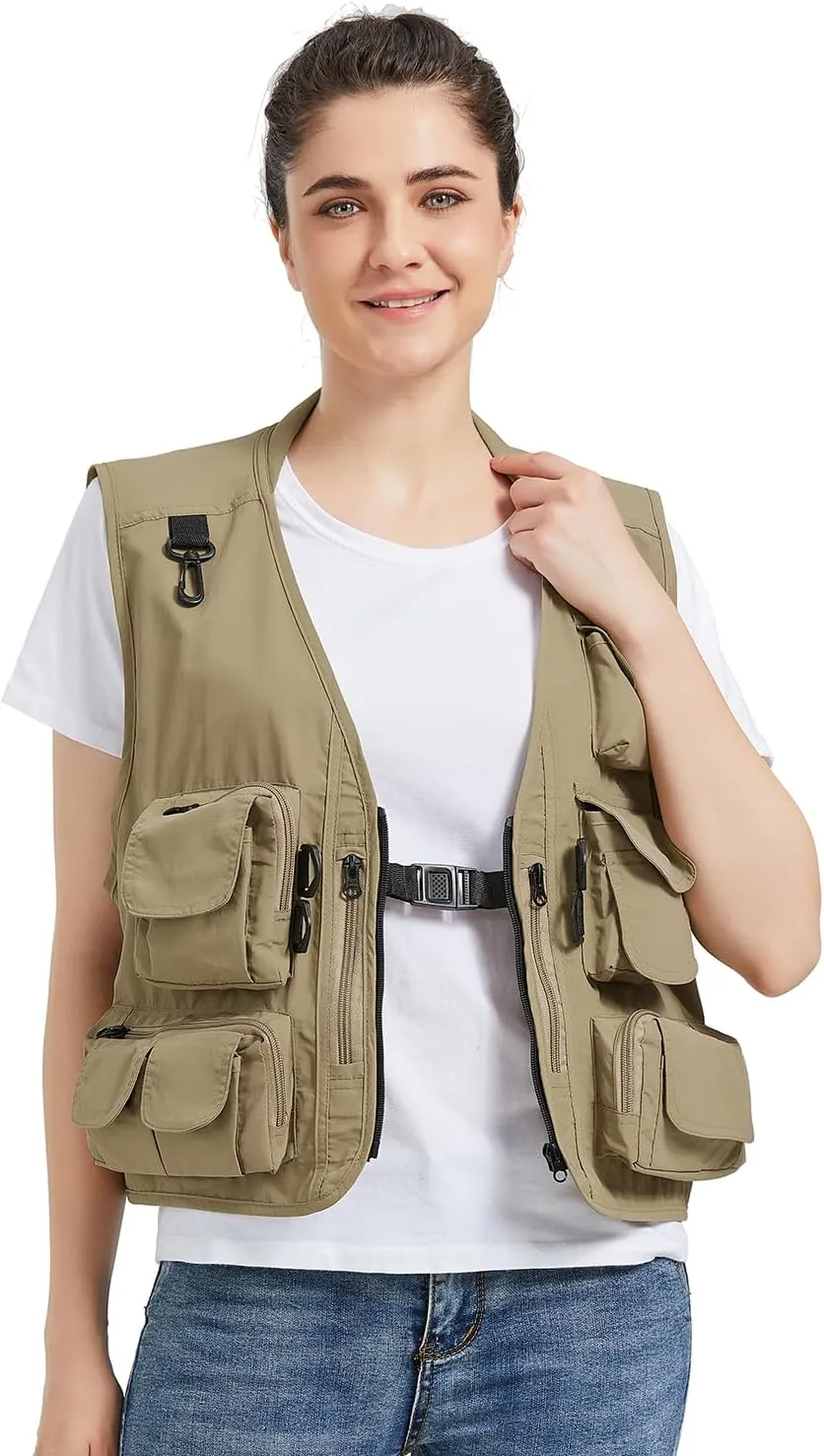 Ziker Women Mesh Breathable Outdoor Quick Dry Safair Cargo Fishing Travel Vest with Multiple Pockets