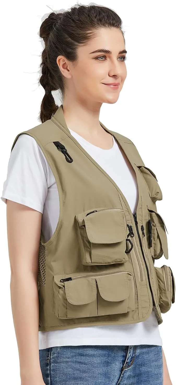 Ziker Women Mesh Breathable Outdoor Quick Dry Safair Cargo Fishing Travel Vest with Multiple Pockets