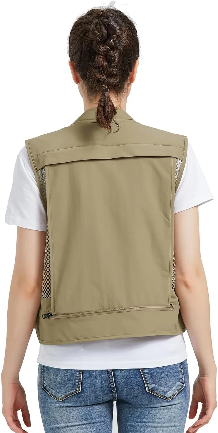 Ziker Women Mesh Breathable Outdoor Quick Dry Safair Cargo Fishing Travel Vest with Multiple Pockets