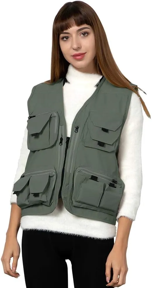 Ziker Women Mesh Breathable Outdoor Quick Dry Safair Cargo Fishing Travel Vest with Multiple Pockets