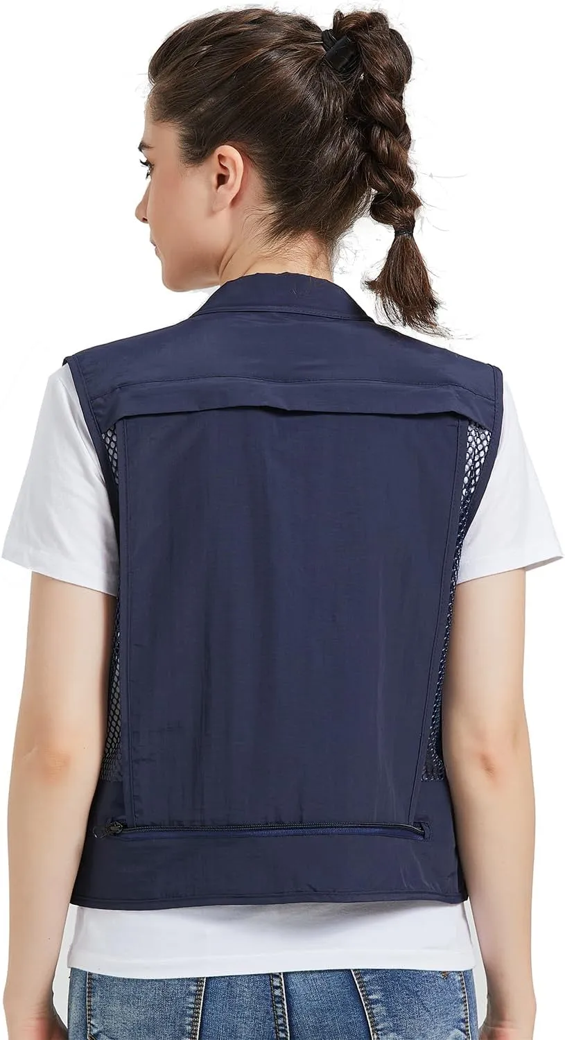 Ziker Women Mesh Breathable Outdoor Quick Dry Safair Cargo Fishing Travel Vest with Multiple Pockets