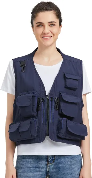 Ziker Women Mesh Breathable Outdoor Quick Dry Safair Cargo Fishing Travel Vest with Multiple Pockets