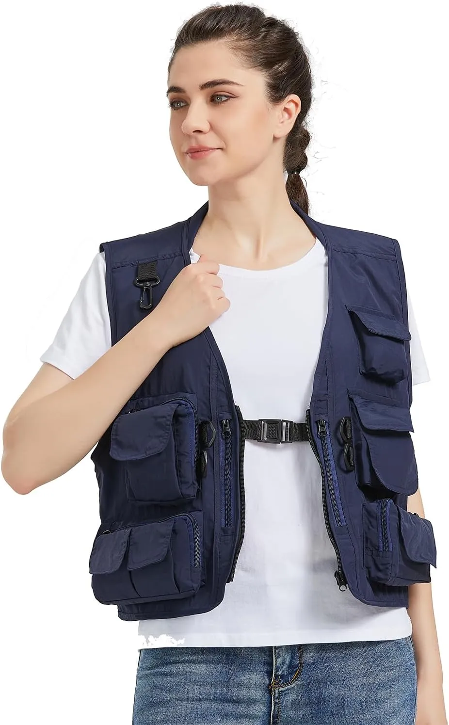 Ziker Women Mesh Breathable Outdoor Quick Dry Safair Cargo Fishing Travel Vest with Multiple Pockets