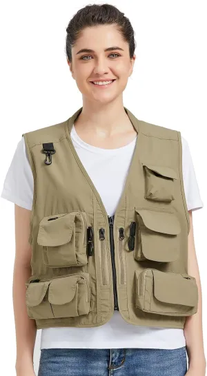 Ziker Women Mesh Breathable Outdoor Quick Dry Safair Cargo Fishing Travel Vest with Multiple Pockets