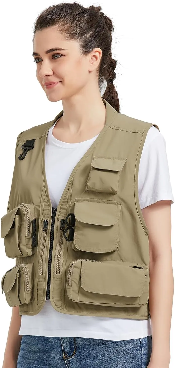 Ziker Women Mesh Breathable Outdoor Quick Dry Safair Cargo Fishing Travel Vest with Multiple Pockets