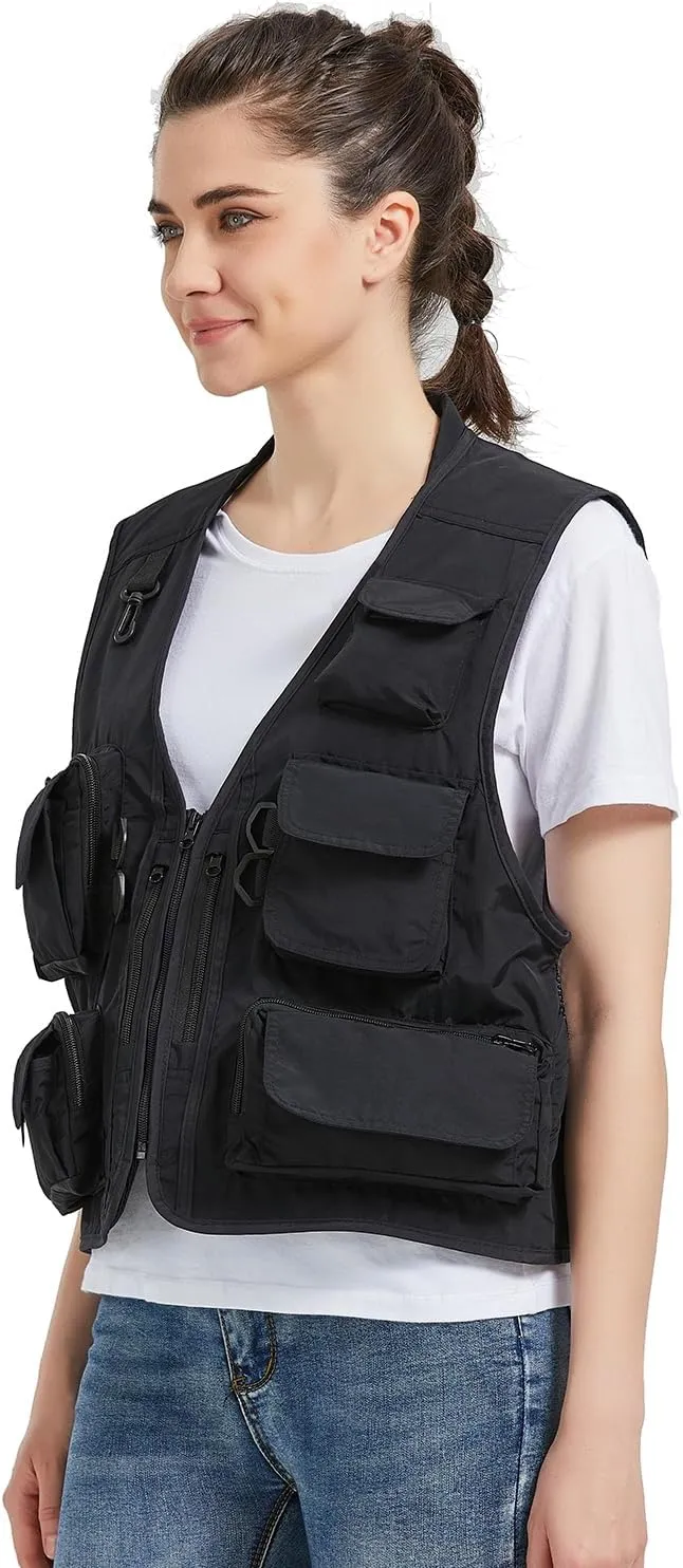 Ziker Women Mesh Breathable Outdoor Quick Dry Safair Cargo Fishing Travel Vest with Multiple Pockets