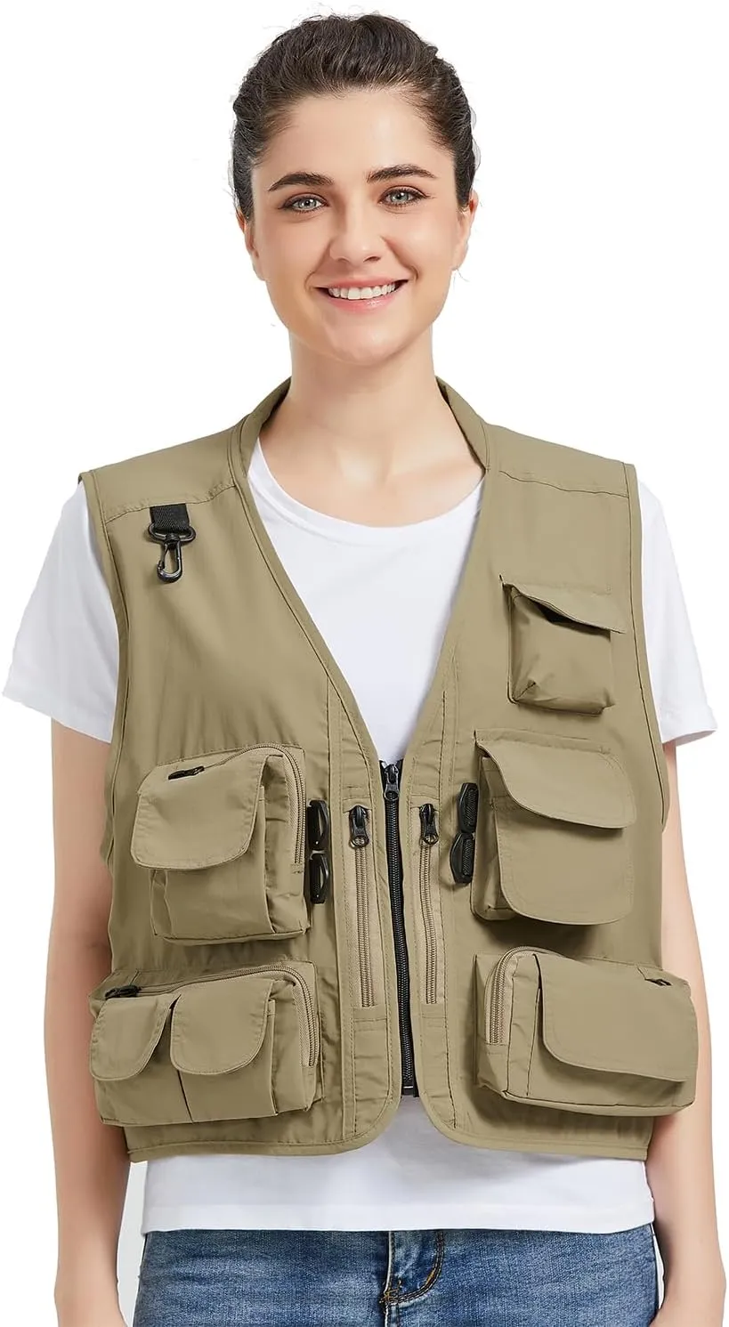 Ziker Women Mesh Breathable Outdoor Quick Dry Safair Cargo Fishing Travel Vest with Multiple Pockets