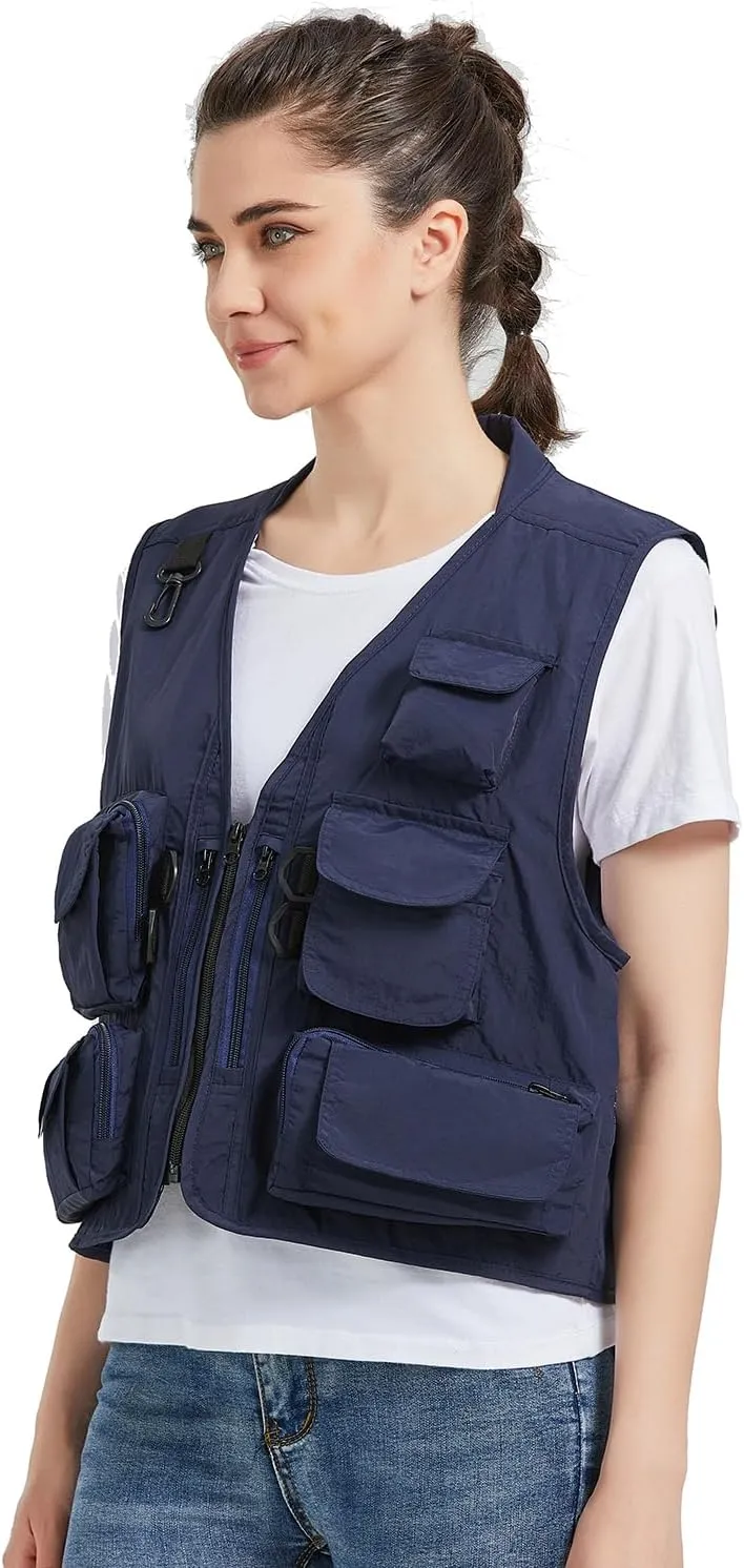 Ziker Women Mesh Breathable Outdoor Quick Dry Safair Cargo Fishing Travel Vest with Multiple Pockets