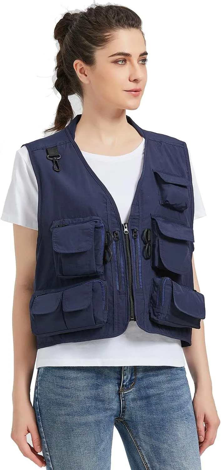 Ziker Women Mesh Breathable Outdoor Quick Dry Safair Cargo Fishing Travel Vest with Multiple Pockets