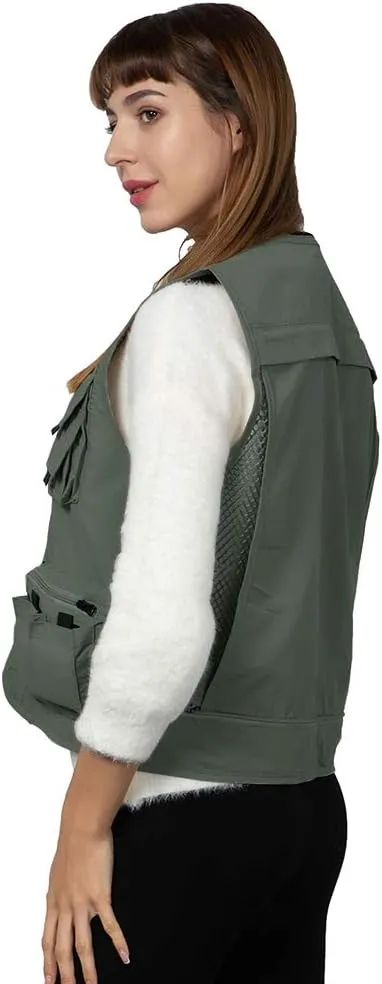 Ziker Women Mesh Breathable Outdoor Quick Dry Safair Cargo Fishing Travel Vest with Multiple Pockets