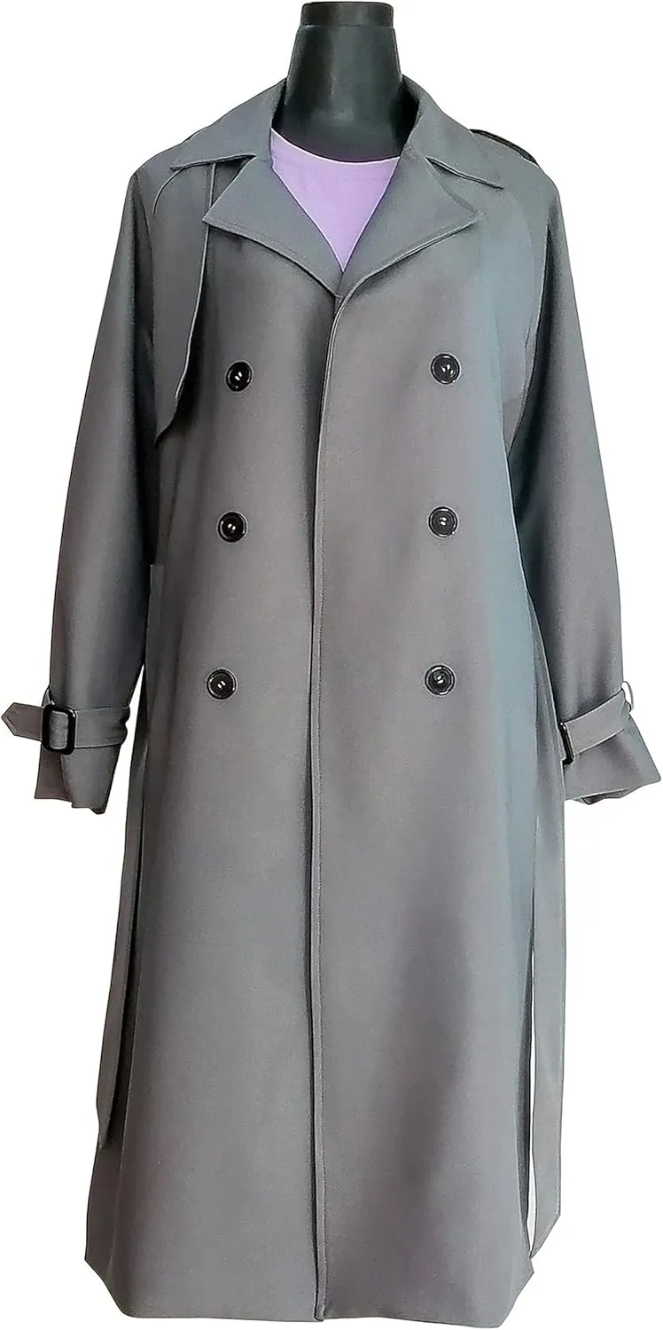 Zontroldy Women's Double Breasted Long Trench Coat Lapel Solid Color Windbreaker Jacket with Belt