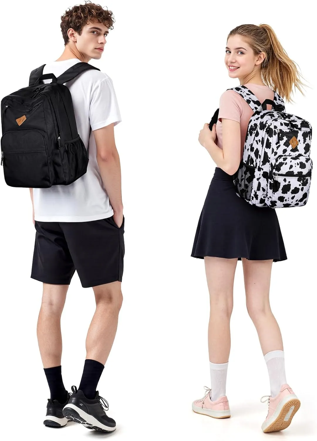 ZORFIN 26L Black Backpack for School Travel: Water Resistant Bookbag with 8 Compartments