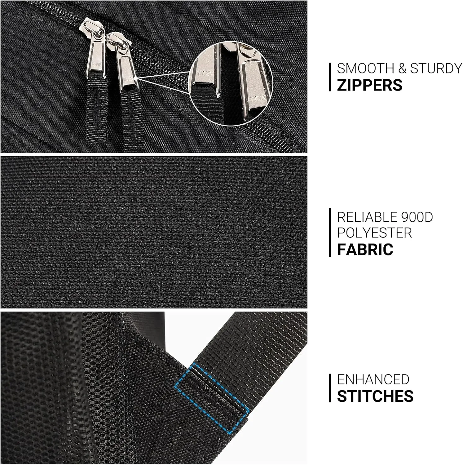 ZORFIN 36L Black Backpack for School Travel: Water Resistant Bookbag with 8 Compartments